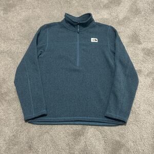 The North Face Gordon's Lyons 1/4 Zip Sweater Mens Medium Blue green Fleece